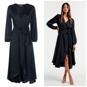 Back Label Wellness Wear Ballet Dress Long Sleeves Egyptian Cotton Midnight Sz S